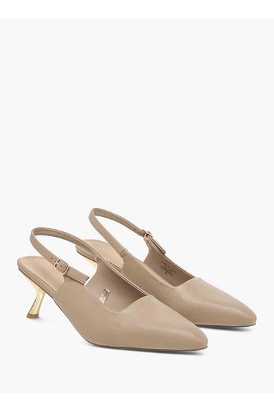 Flora Bella by Shoexpress Flora Bella Solid Slingback Sandals with Buckle Closure and Kitten Heels