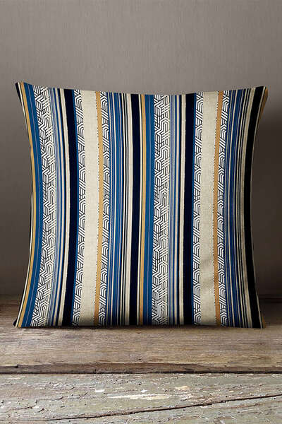 INSENSE HOME Кадифе Babyface Синьо-бежева смугаста сучасна цифрова друкована ...