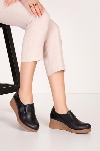 Gondol Pantofi din piele naturală cu talpă anatomică și elastic confortabil - Elnr.5869