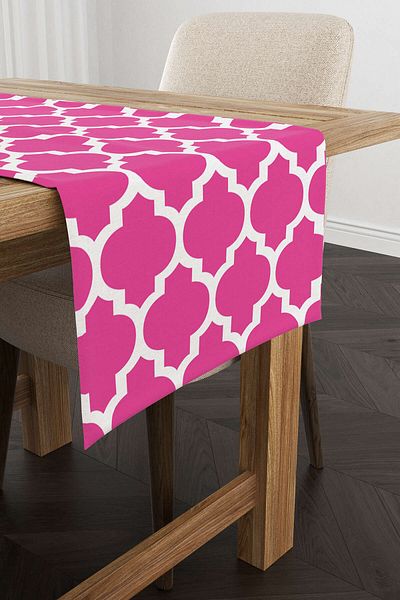 Cango Home Pink and White Modern Geometric Patterned Digital Printed Runner - OTYK538-RN