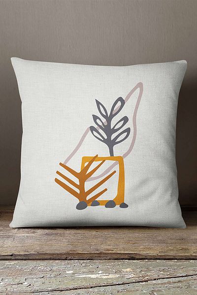 INSENSE HOME Velvet Babyface, gri, galben, stil boem, model de frunze, imprimat digital, husă de pernă Cgh642