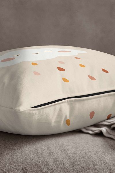 INSENSE HOME Velvet Babyface Cream Πορτοκαλί Bohemian Cloud μοτίβο ψηφιακής εκτύπωσης Μαξιλαροθήκη μαξιλαριού Cgh731