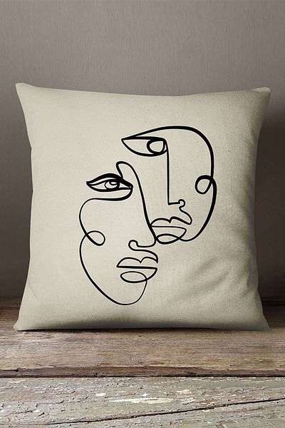 INSENSE HOME Βελούδινο Babyface Beige Μαύρο Μοντέρνα Σιλουέτα Μοτίβο Ψηφιακής Εκτύπωσης Μαξιλαροθήκη Ριχτάρι Cgh512