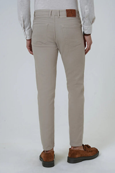 SÜVARİ Slim Kalıp Armür Desenli Tam Pamuklu Pantolon