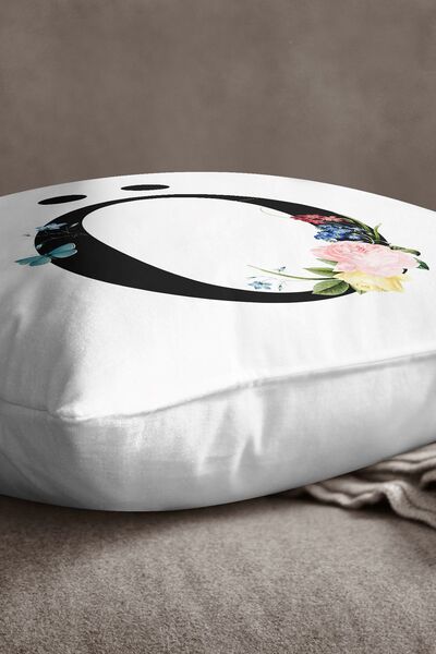 INSENSE HOME Velvet Babyface Double Sided Red Floral Letter Throw Pillow Cover - OO Letter