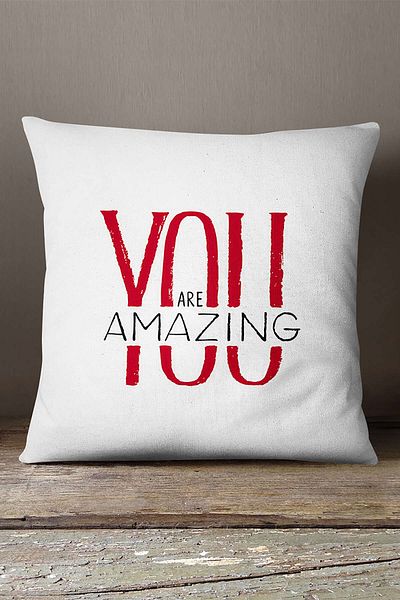 INSENSE HOME Velvet Babyface White Red You Are Amazing Written Διακοσμητική στάμπα Μαξιλαροθήκη Ριχτάρι - Cgh403