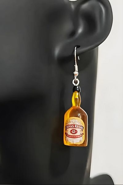 ELMATOLYE Unisex Chivas Whiskey Bottle Figured Design Earrings
