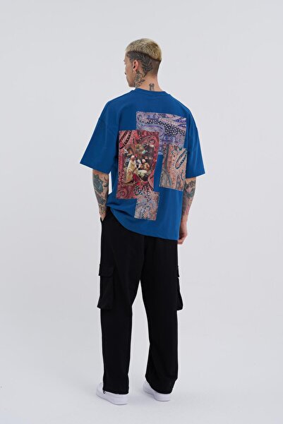 Machinist Ανδρικό μπλουζάκι Indigo Oversize Patchwork