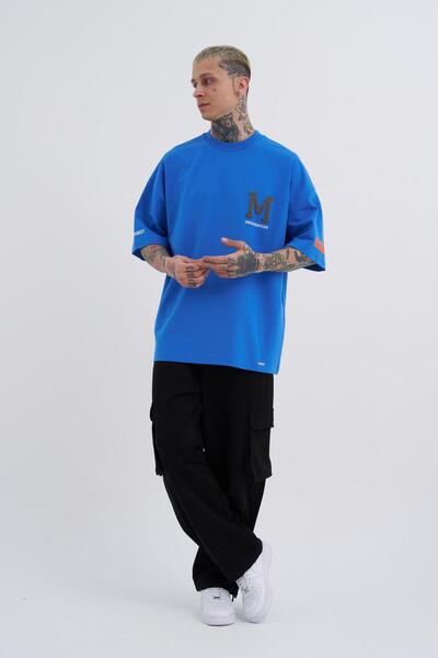 Machinist Snake Printed - Ανδρικό Oversize Μπλε T-Shirt