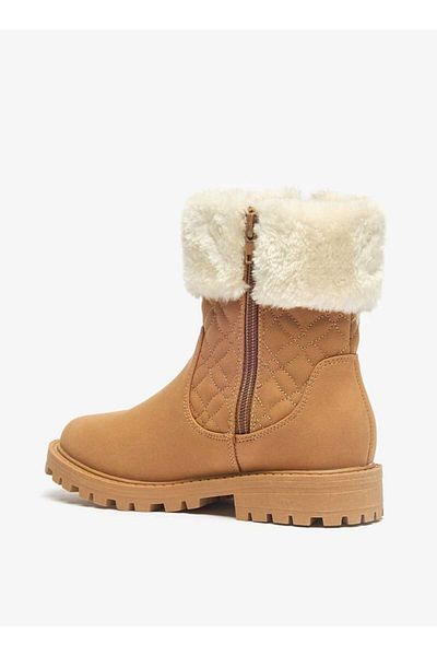 Little Missy Plush Detail Ankle Boots with Zip Closure