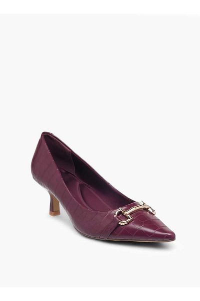 Celeste Women's Textured Slip-On Pumps with Kitten Heels