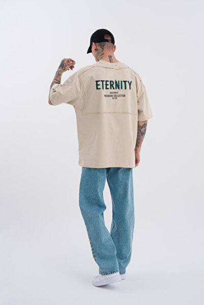 Machinist Tricou oversize bej pentru bărbați cu imprimeu Eternity