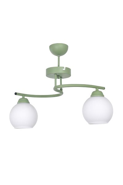 Modavize Fuji Modern Design Entrance Hall Kitchen Living Room Children's Room Green Color White Glass 2-Piece Chandelier