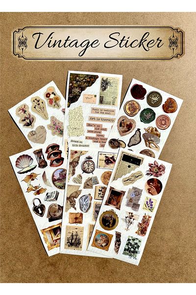 hdsticker Σετ αυτοκόλλητων 79 τεμαχίων με 6 Vintage Planner - Ετικέτες για φορητό υπολογιστή, tablet και τηλέφωνο