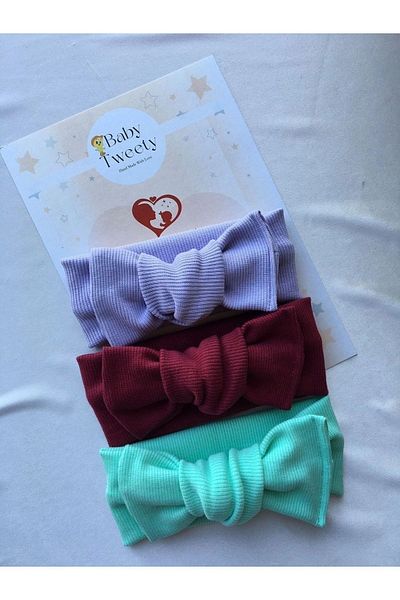 Baby Tweety 3-Piece Handmade Ribbed Baby Girl Bandana