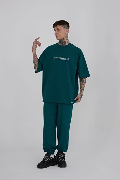 Machinist Ανδρικό μπλουζάκι Polizei με τύπωμα oversized Petrol Green