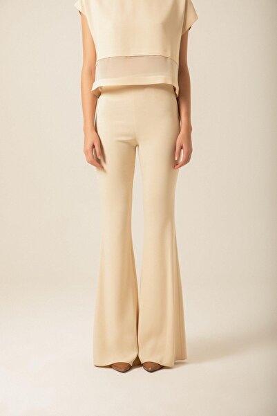 rue High Waist Spanish Leg Ecru Trousers
