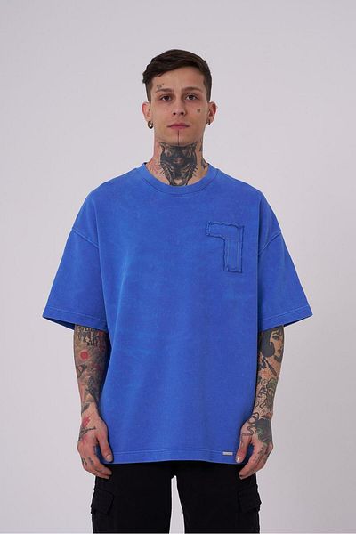 Machinist Ανδρικό μπλουζάκι Be Bold Be You Washable Oversize ανοιχτό μπλε με κηλίδες