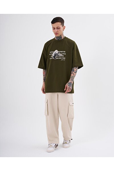 Machinist Men's Oversize Khaki T-Shirt - Toxic People Printed