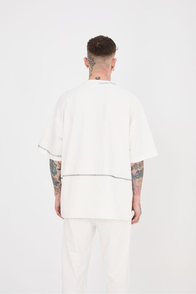 Machinist Ανδρικό μπλουζάκι Blanket Stitch Oversize εκρού