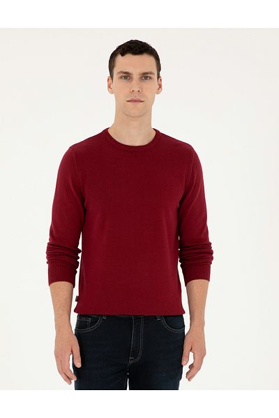 Pierre Cardin Crew Neck Cherry Slim Fit Knitwear Sweater - 50296575 -Vr223