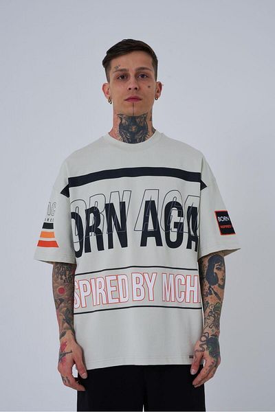 Machinist Men's Inspired By Machinist Printed Oversize Gray T-Shirt