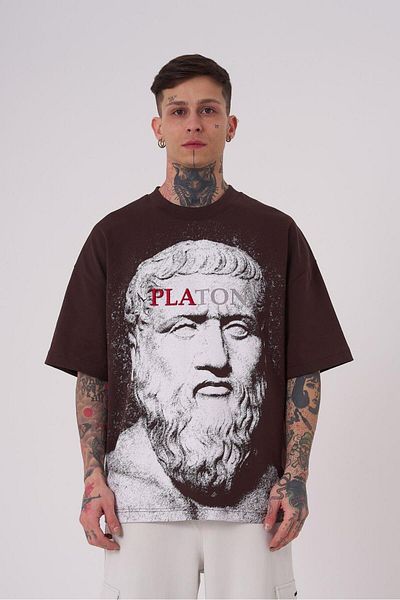 Machinist Ανδρικό μπλουζάκι Premium Platon Oversize καφέ