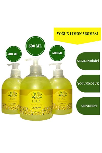 LUUZ Moisturizing Effective Deodorizing Lemon Flavored Lemon Liquid Soap 3X500 ml