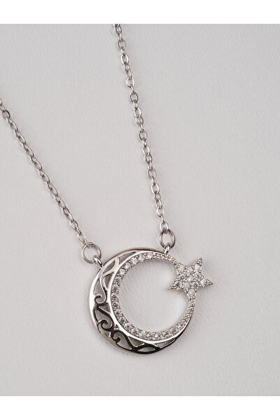 STAİNLES 316L Çelik Kararmaz Paslanmaz İşlemeli Ay Yıldız Kolye