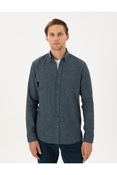 Pierre Cardin Yeşil Regular Fit Uzun Kollu Oxford Gömlek 50292662-VR054