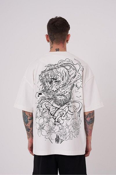 Machinist Ανδρικό μπλουζάκι Premium Aristotales High Printed Oversize Ecru
