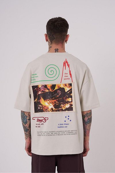 Machinist Ανδρικό μπλουζάκι Premium Aristoteles Printed Oversize Grey T-shirt