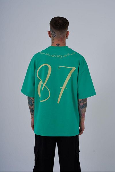 Machinist Ανδρικό μπλουζάκι ανοιχτό πράσινο Oversize - Herb Printed