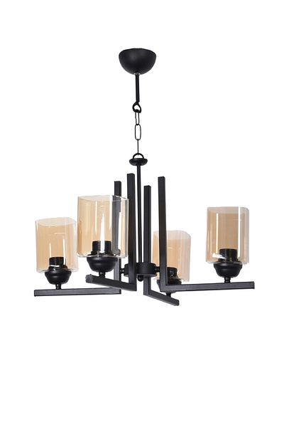 Modavize Destina Modern Design Bedroom Living Room Living Room Kitchen Black Color Honey Glass 4-Piece Chandelier