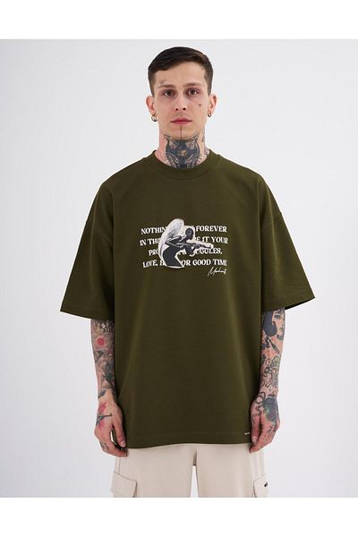 Machinist Ανδρικό μπλουζάκι χακί Oversize - Toxic People Printed