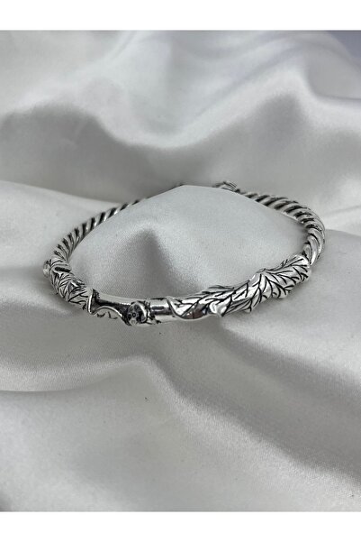 Yıldız Accessory Leaf Flower Detailed Rope Model Adjustable Steel Bracelet