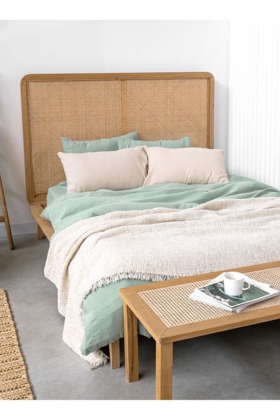 Barine Haze Ecru/Black Cotton Bedspread - 240X260
