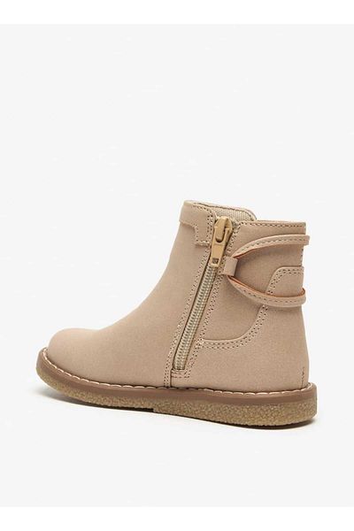 Juniors Solid Ankle Boots with Zip Closure and Heart Patches