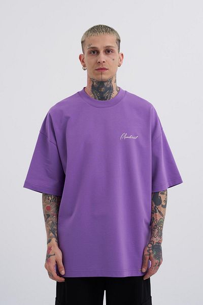 Machinist Μωβ Oversize Ανδρικό T-Shirt - Bird Printed