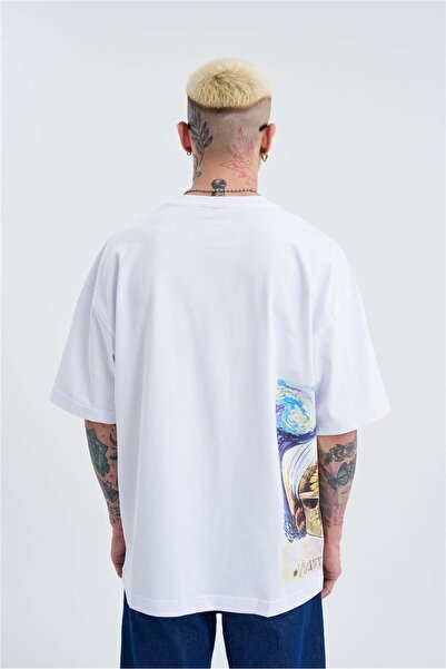 Machinist Ανδρικό λευκό μπλουζάκι με στάμπα Van Gogh