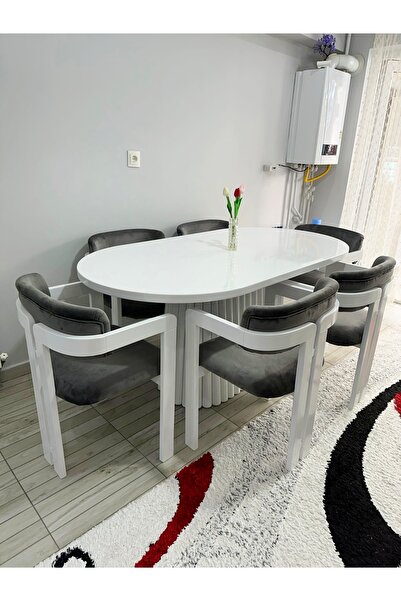 SEVAL AKSESUAR PTT Beyaz Masa + T Sandalye Takımı