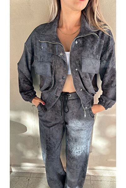 EGZOTİK ASORTİK Snap Fastener Zippered Washable Tracksuit Set