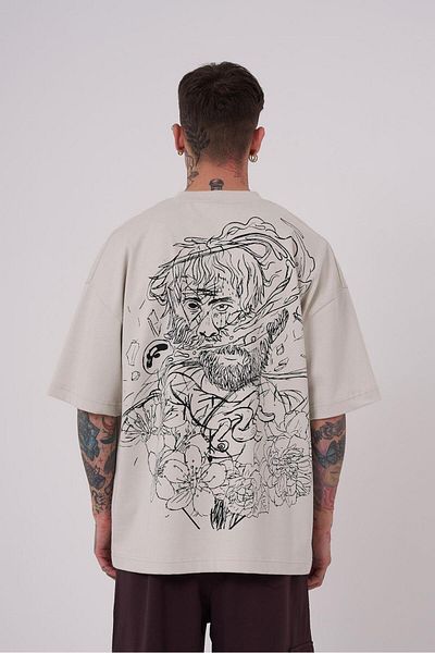 Machinist Men's Premium Aristotales High Printed Oversize Gray T-Shirt