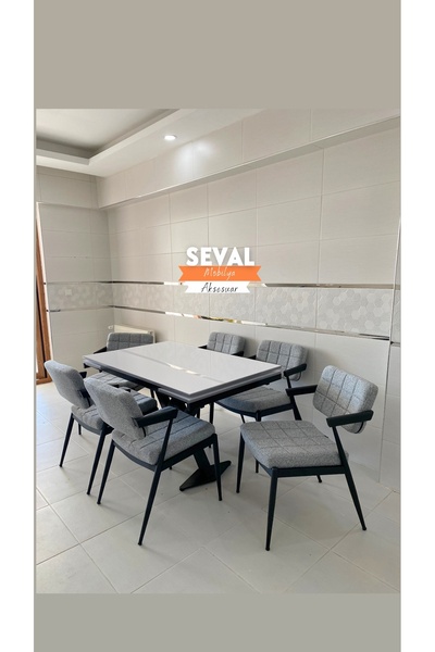 SEVAL AKSESUAR Beyaz X Açılır Masa + Klas Sandalye Takımı