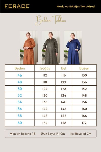 Ferace Plus Size Hijab Suede Hooded Top Coat - Chest Zippered