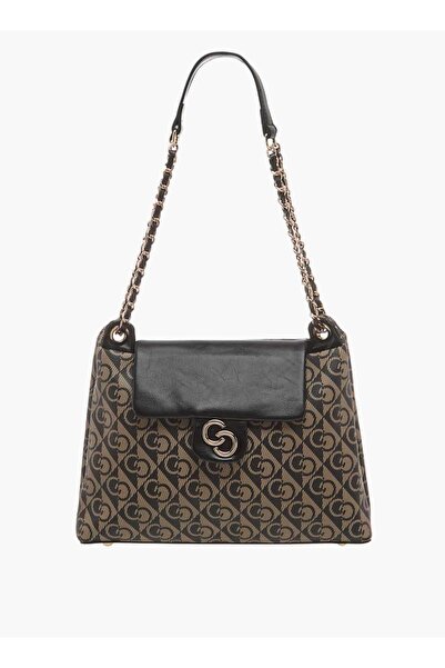Celeste Monogram Print Tote Bag with Flap Closure - W 8 x H 21 x D 31 cm