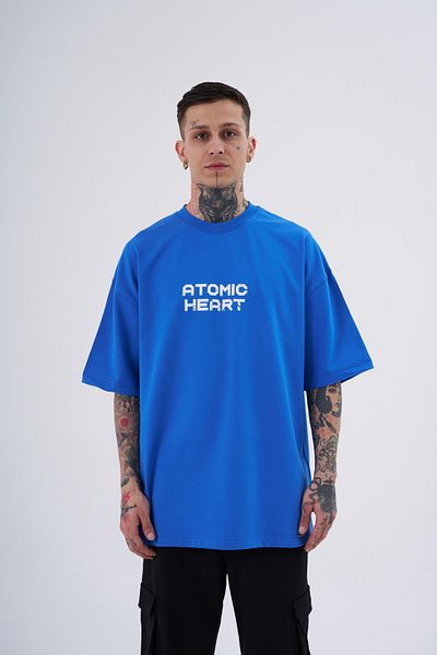 Machinist Tricou albastru oversize cu imprimeu Atomic Heart pentru bărbați