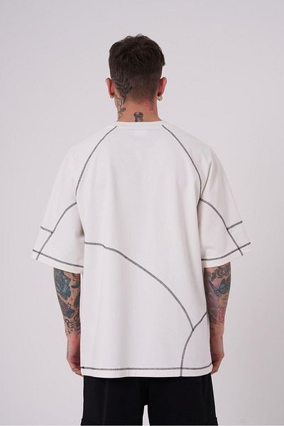 Machinist Ανδρική Stradie Stitch Detail Oversize T-Shirt εκρού