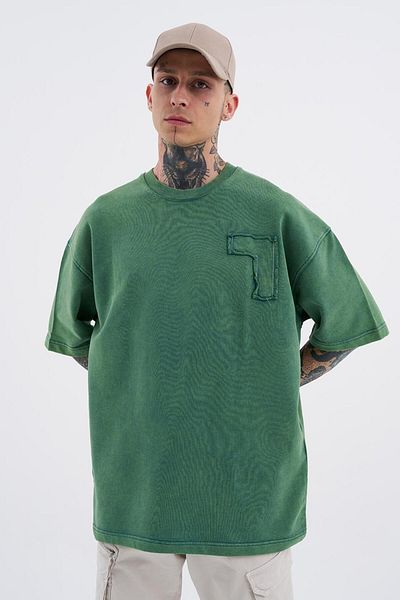 Machinist Ανδρικό μπλουζάκι Oversize Petrol Green - Be Bold Be You Must Be Washed