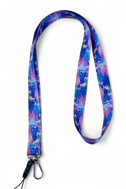 Ulutaş Kurdele Gökyüzü Bulut Desenli Boyun Telefon Askılığı Yaka İpi